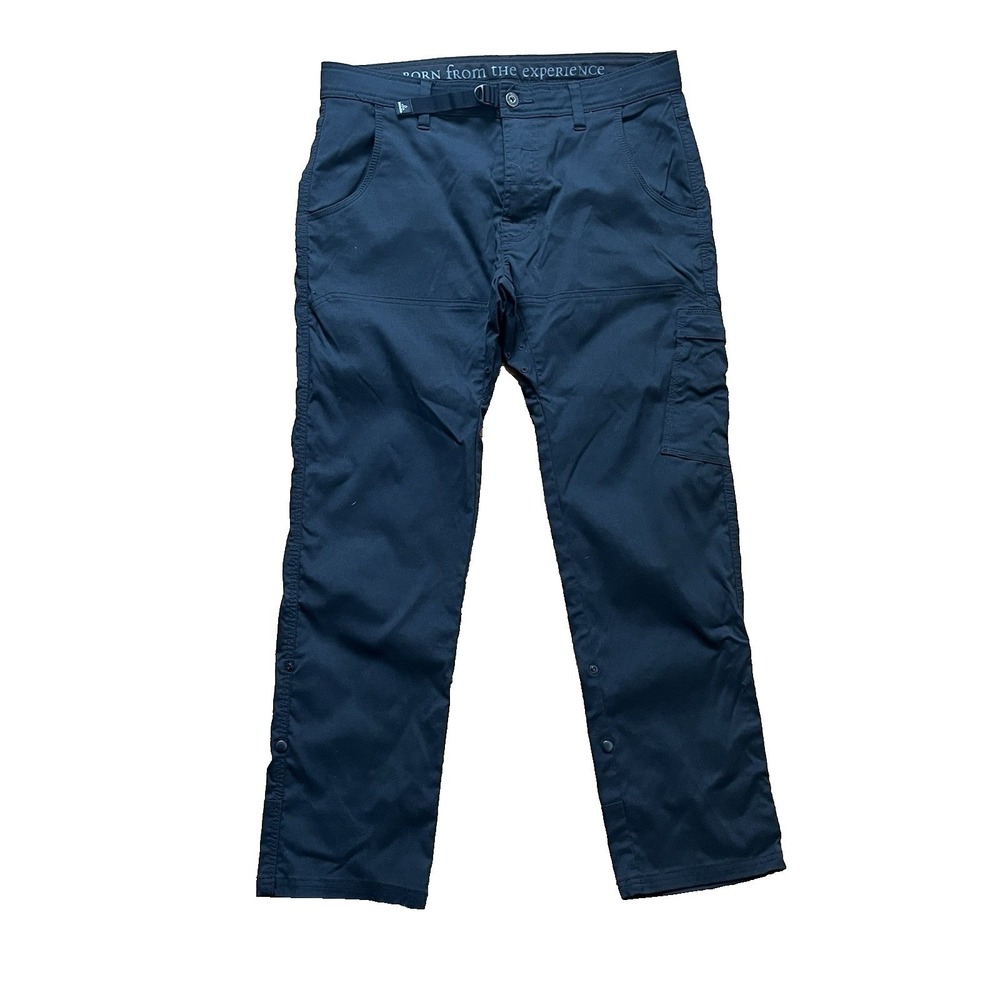 prAna Mens Stretch Zion Pants Relaxed Fit 33x28 Roll Tab Hiking Nylon Outdoors‎